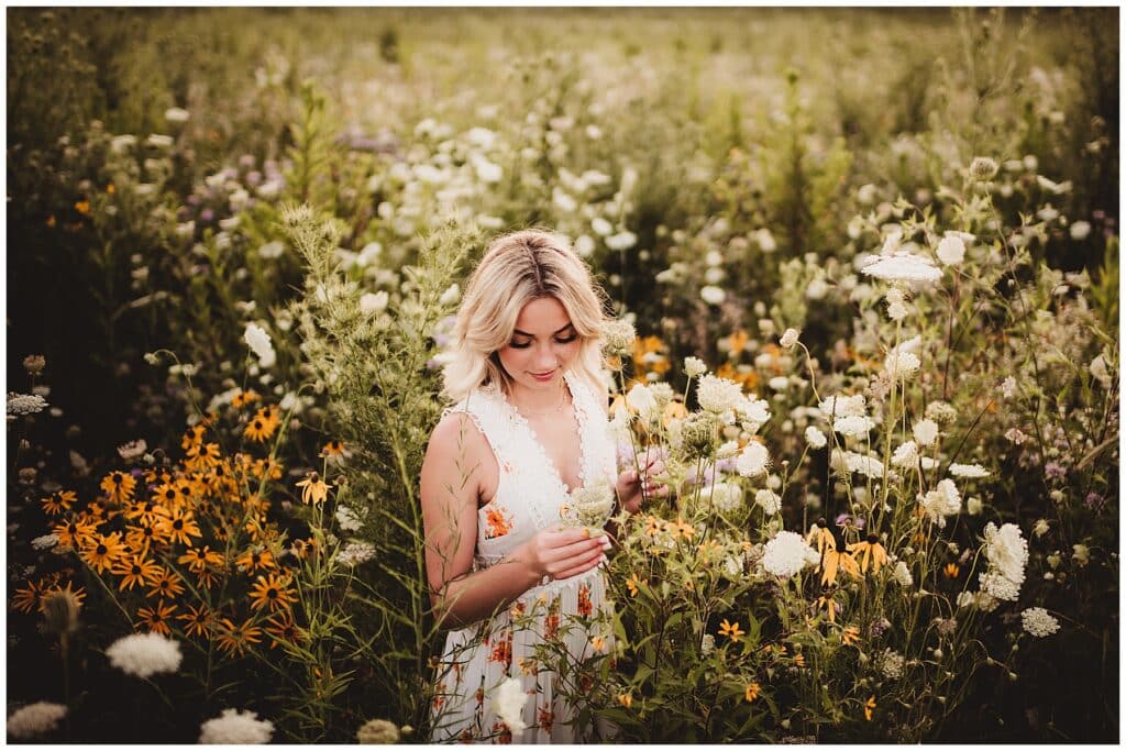 Close Up Girl in Wildflowers