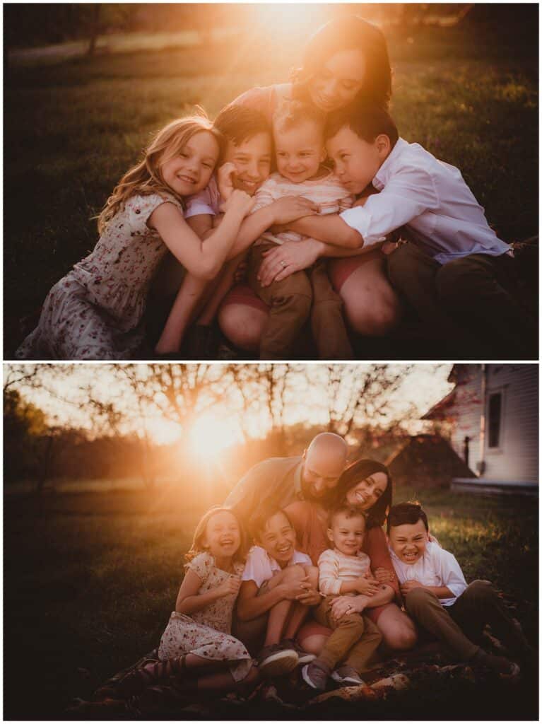 Family of Six Session Family Snuggling 