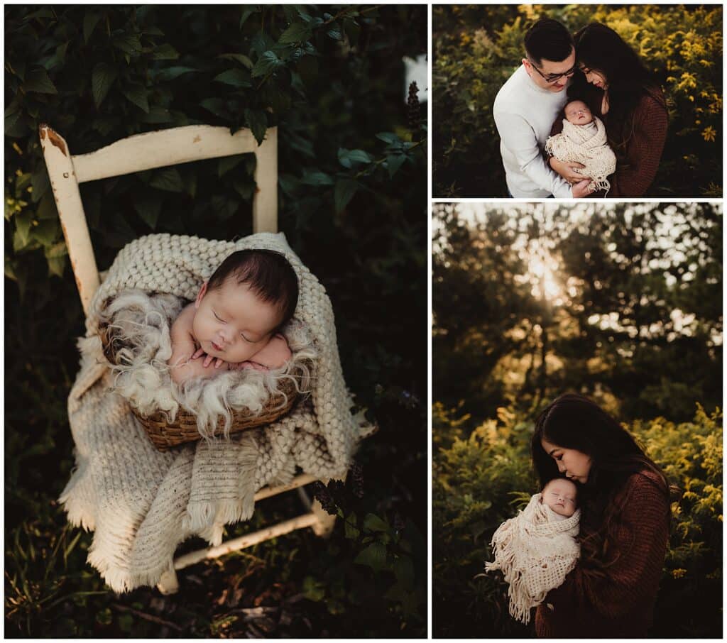 Late Summer Newborn Session Collage Newborn with Parents