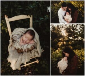 Late Summer Newborn Session Collage Newborn with Parents