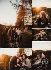 Snowy Sunset Family Session Collage Family at Sunset