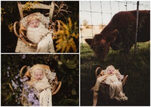 Collage Newborn Girl Outside 