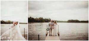 Northwoods Wisconsin Wedding Photographs Couple on Pier