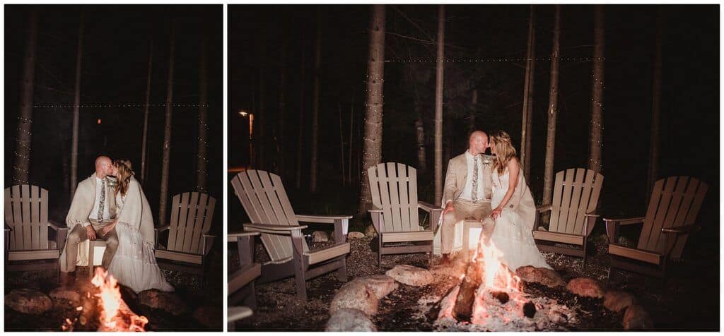 Northwoods Wisconsin Wedding Photographs Couple by Fire
