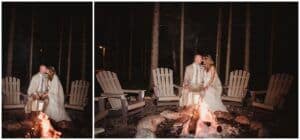 Northwoods Wisconsin Wedding Photographs Couple by Fire