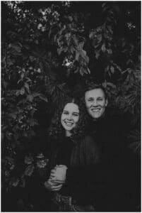 Engagement Photo Session Black White Image Couple Smiling 