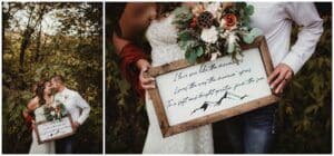 Bride Groom with Sign