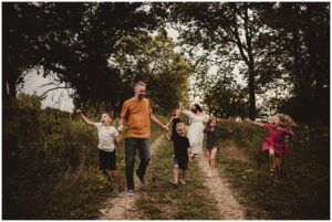 Madison WI Family Session Family Running on Path