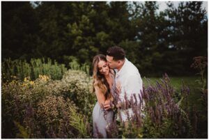 Madison Area Engagement Session Couple in Flower Field