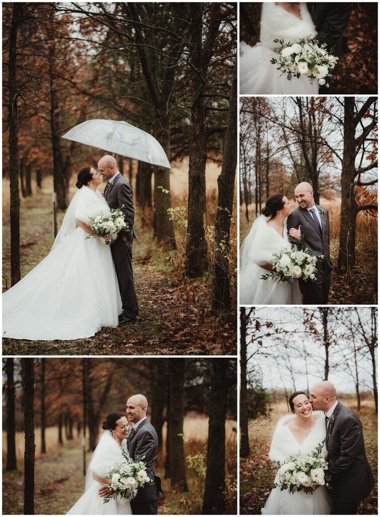 Madison Wedding Photographers Collage Couple in Rain