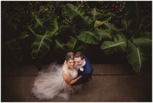 Downtown Madison Wedding Photography Wedding Couple by Plants