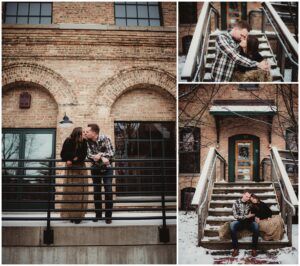 Madison Engagement Session Portraits Couple on Steps