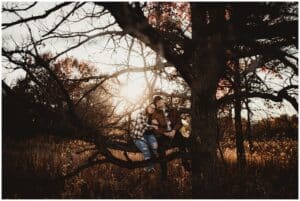 Madison Portrait Photography Couple Sitting in Tree