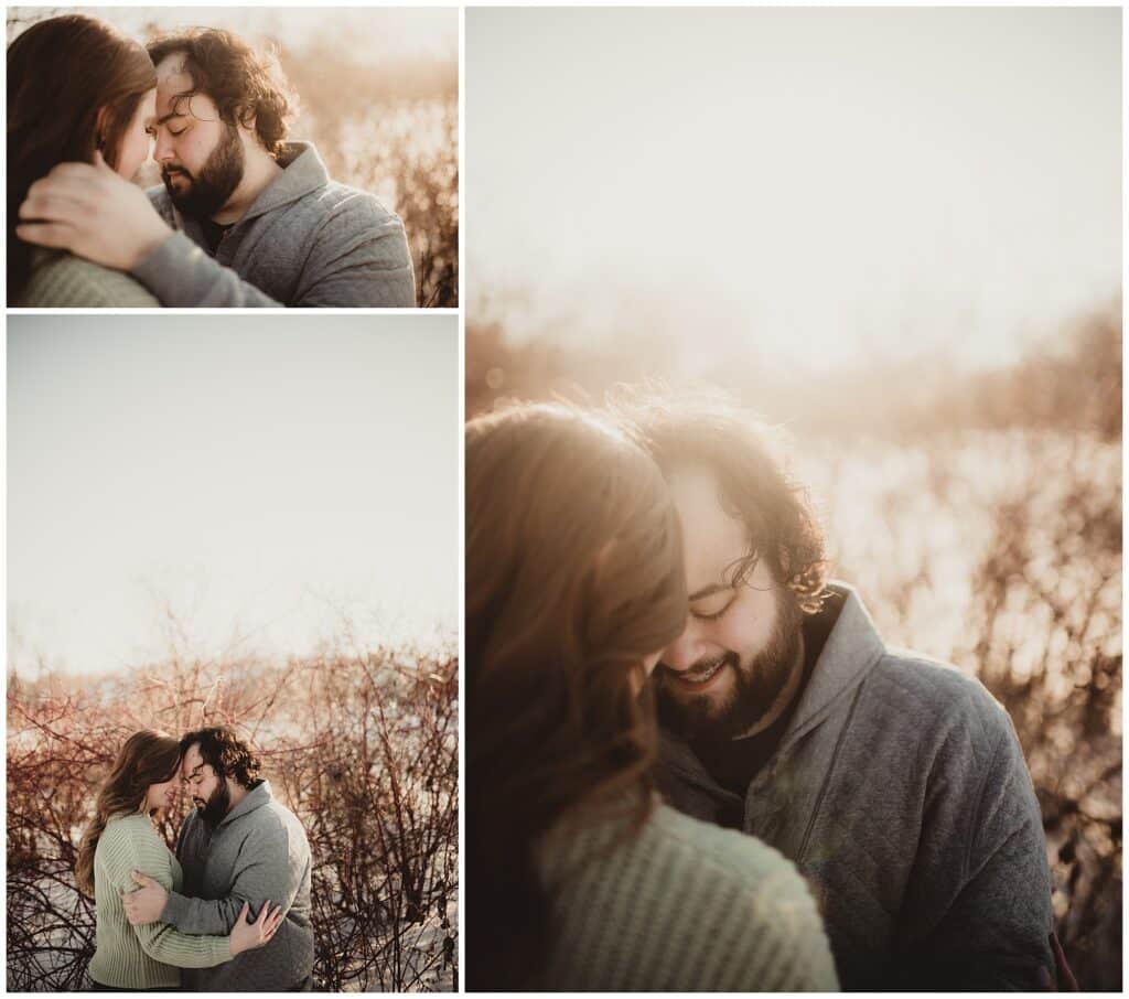 Wisconsin Engagement Photographer Collage Couple Snuggling 