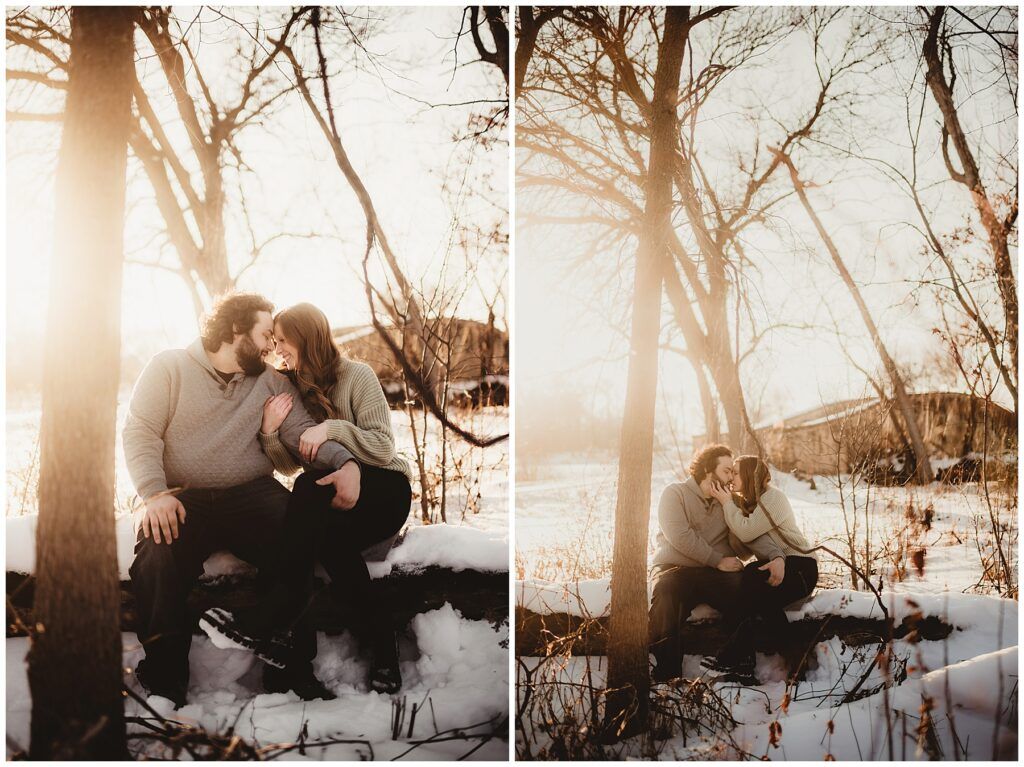 Wisconsin Engagement Photographer Couple Sitting Snuggling 
