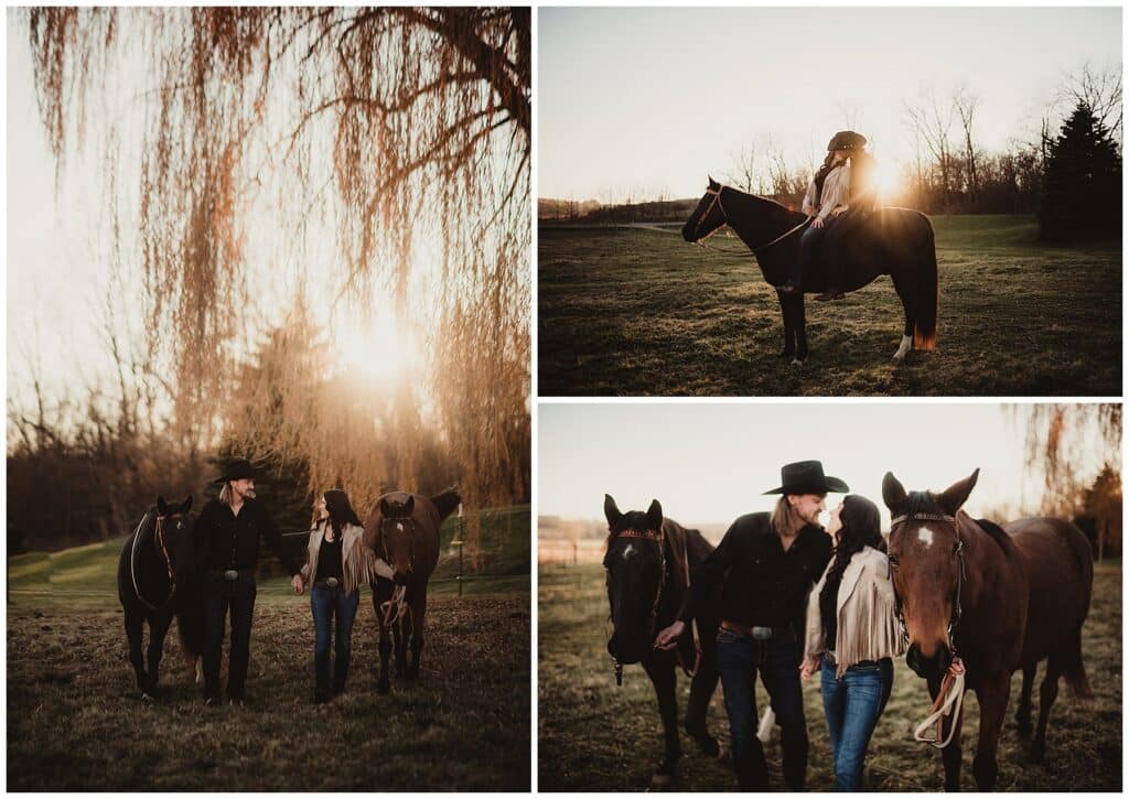 Southern Wisconsin Engagement Photography Couple with Horses