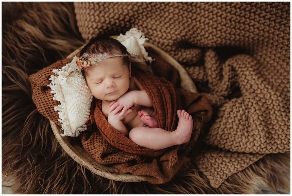 Madison Baby Photography Newborn Girl in Bowl
