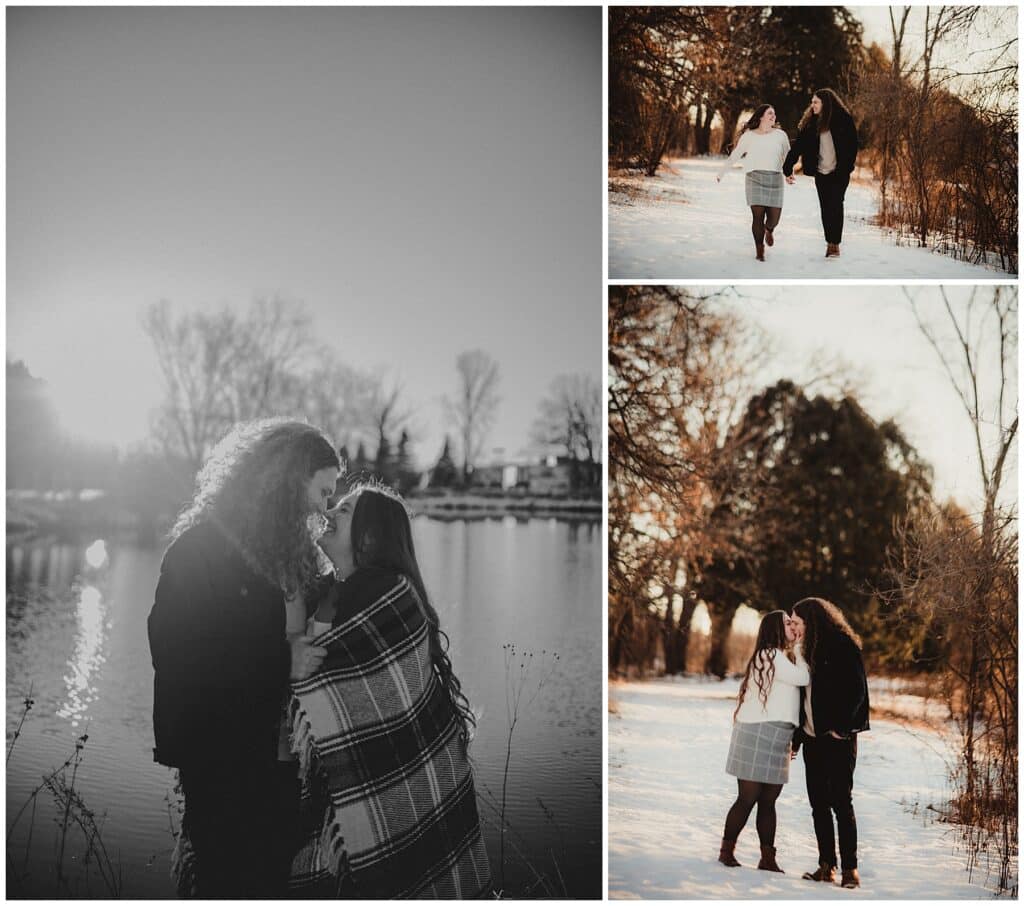 Collage Couple Walking in Snow