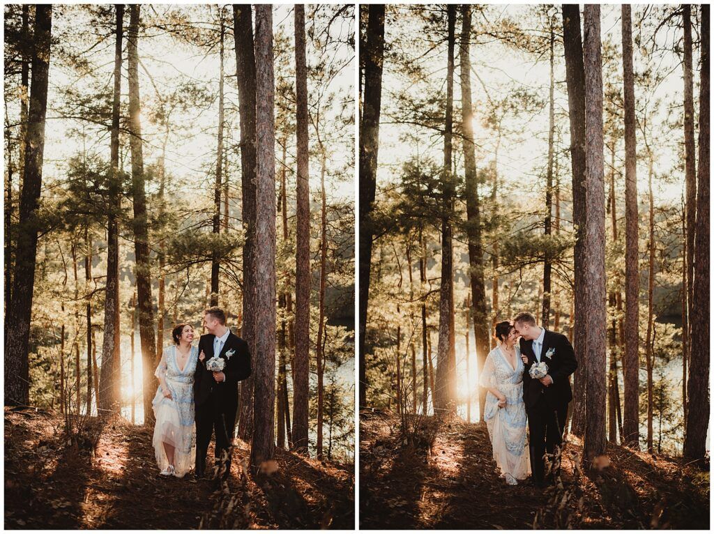 Wisconsin Dells Wedding Photos Couple in Trees