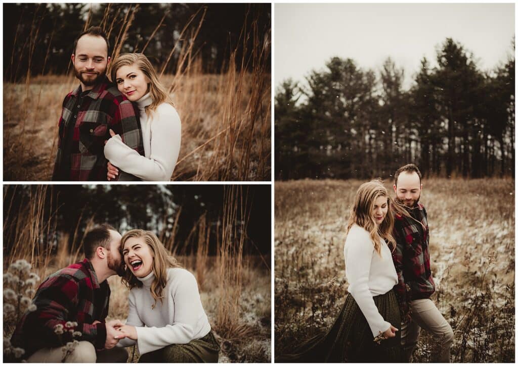Madison Area Couples Portraits Collage Couple Snuggling 