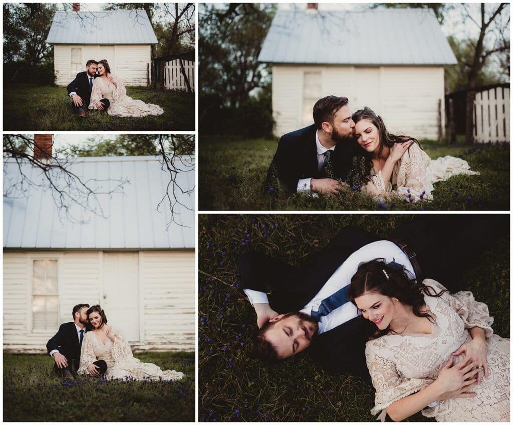 Dallas Couples Portraits Couple Snugging in Flowers