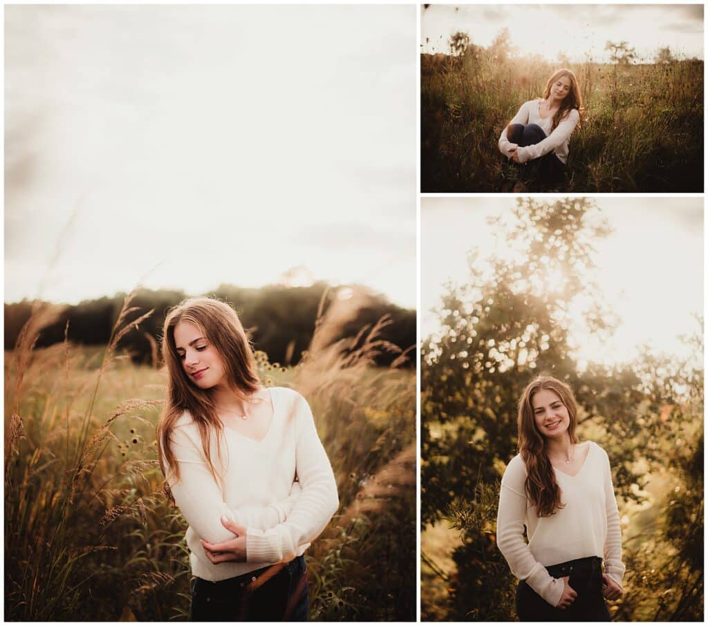 Senior Picture Outfit Ideas Collage Senior Girl in White Sweater