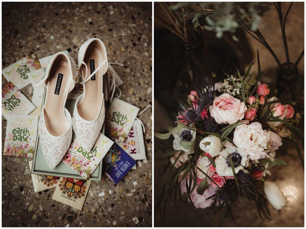 Bride's Shoes and Flowers