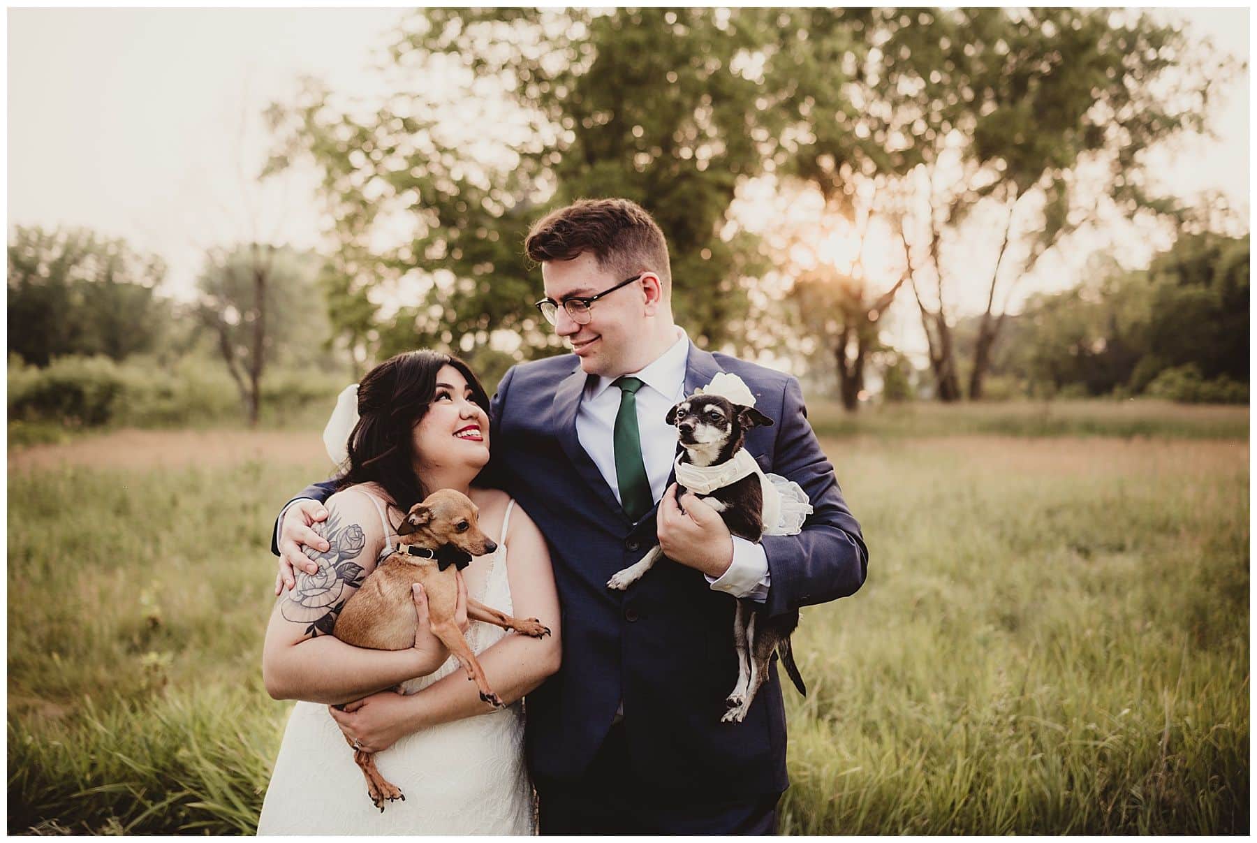 Bride and Groom with Dogs