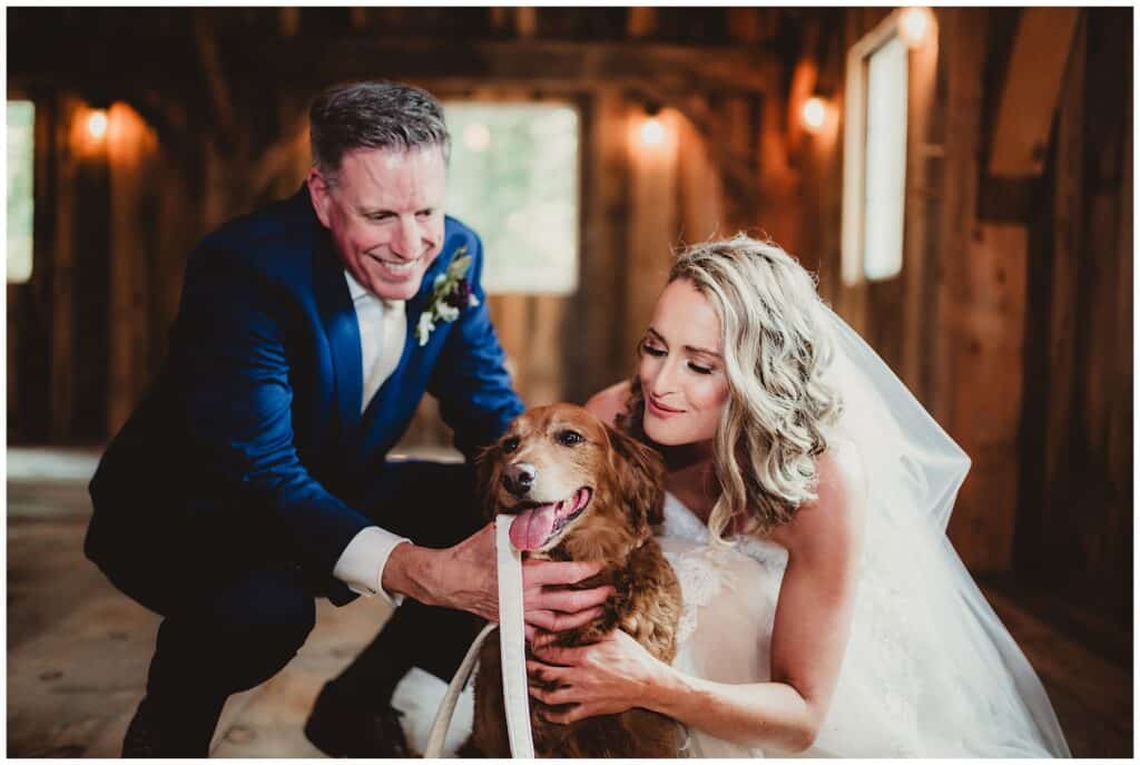 WI Dells Wedding Photography Bride Groom with Dog