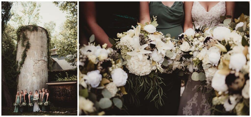 Close Up Bridesmaid Bouquets 