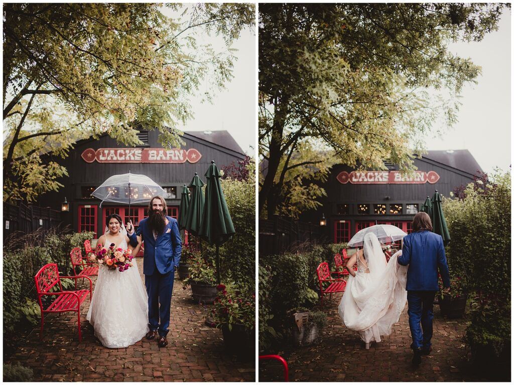 Bride Groom Under Umbrella 