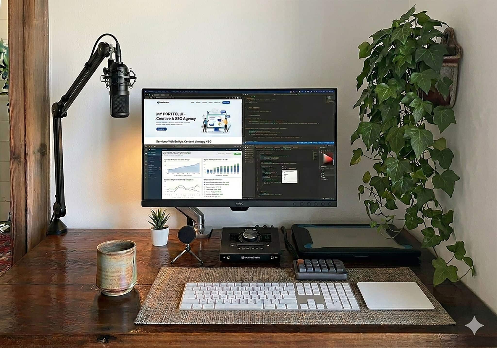 Photography desk workspace representing the nine SEO mistakes photographers make and the ranking improvements that followed