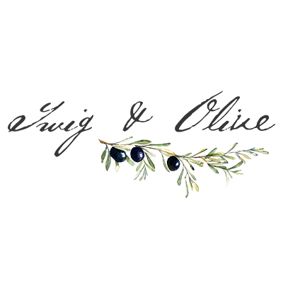 Logo of Twig & Olive Photography featuring an olive branch and elegant typography